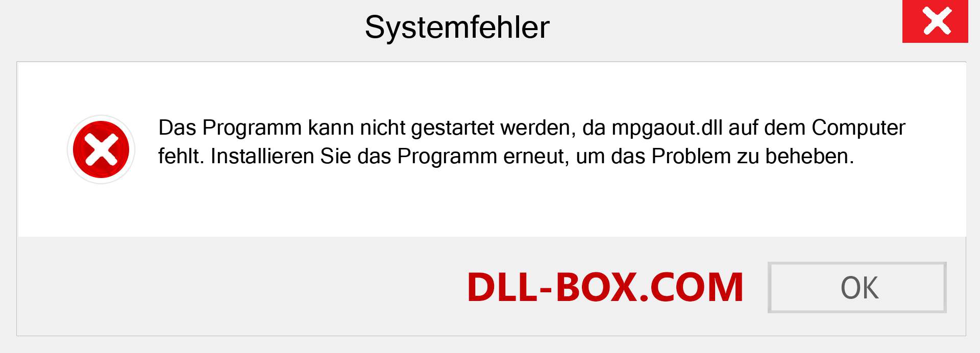 mpgaout.dll-Datei fehlt?. Download für Windows 7, 8, 10 - Fix mpgaout dll Missing Error unter Windows, Fotos, Bildern