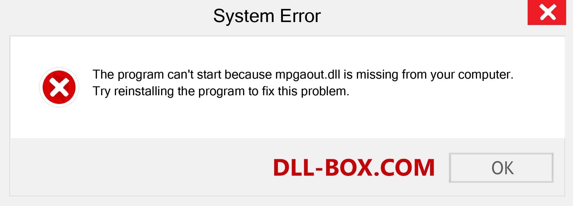  mpgaout.dll file is missing?. Download for Windows 7, 8, 10 - Fix  mpgaout dll Missing Error on Windows, photos, images