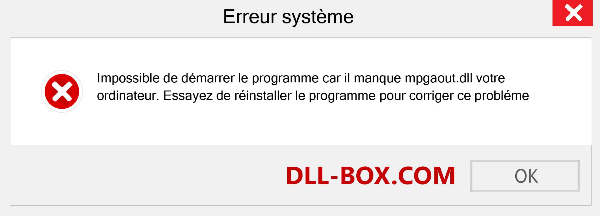 Le fichier mpgaout.dll est manquant ?. Télécharger pour Windows 7, 8, 10 - Correction de l'erreur manquante mpgaout dll sur Windows, photos, images